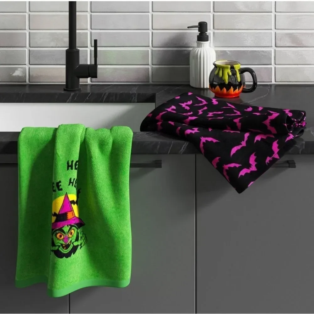 Nwt 2pc Halloween Witch Kitchen Terry Towels Hydeand EEK! Boutique